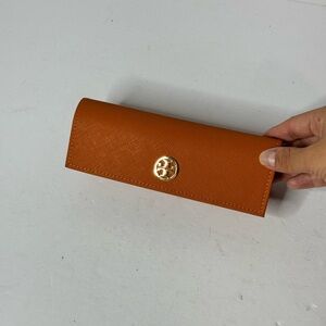 Tory Burch Orange Faux Leather Eyeglass Glasses Holder Case